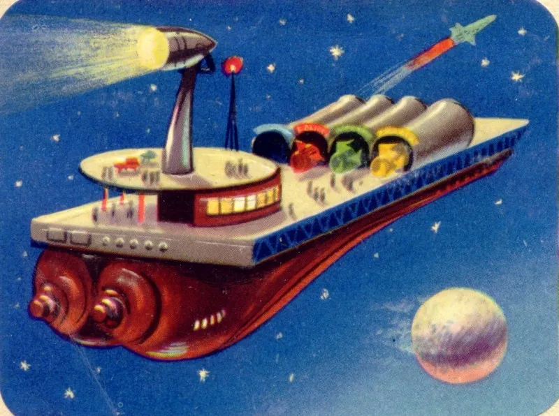 Starship Red Cross Sci-Fi Illustration Kids Vintage Art Decorative Kraft Poster Canvas Painting Wall Sticker Home Decor Gift | Дом и сад
