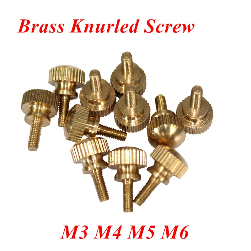 

10/5pcs Brass Knurled head Hand Screw with step brass Hand tighten Thumb Screws M3 M4 M5 M6* 6/8/10/12/16/20mm