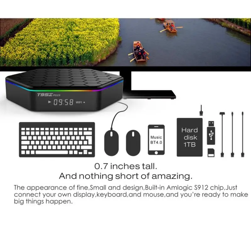 T95z Plus Amlogic S912 Octa-core DC 5 В/2A 2G ram 16G rom Android6.0 tv Box US/EU Plug | Электроника