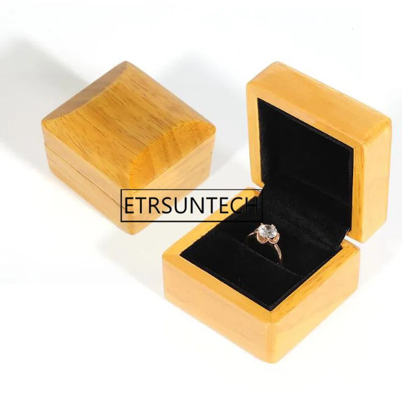 

20pcs Velvet Box Square Wooden Jewelry Container Ring Organizer Wood Gift Boxes Packaging Wedding Box