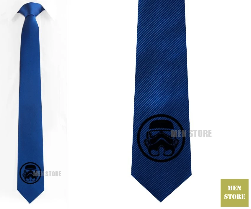 Blue tie Black logo Звездные войны Штурмовик сигил Мужские жаккардовые тканые узкие 2," галстук 6 см Галстук Свадебная вечеринка галстук для жениха запонки LK014M - Цвет: Blue tie Black logo