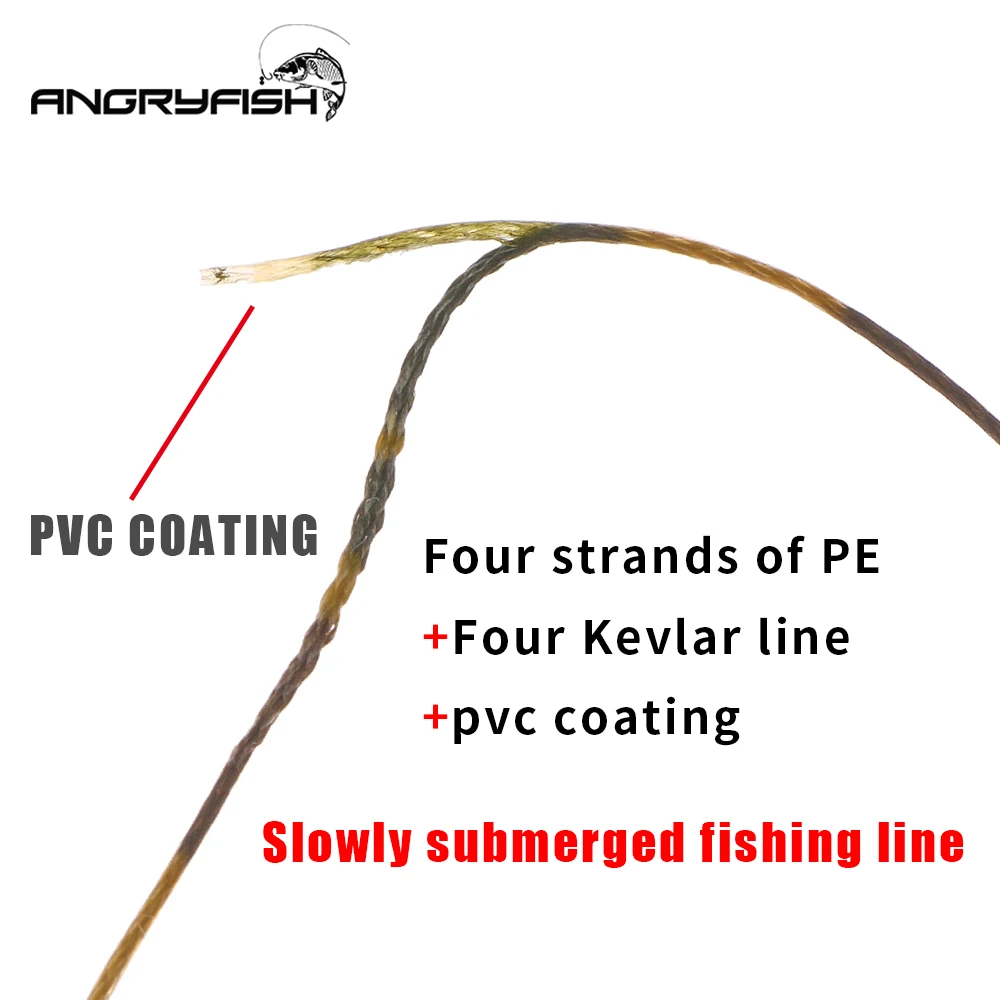 Angryfish 15m Carp fishing line Coated Hook Link 15LB 25LB 35LB