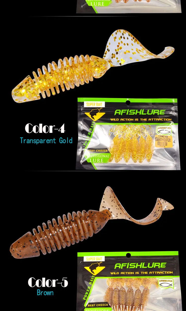 6 шт./лот Afishlure винт хвост Мягкая приманка личинка 60 мм 3 г jerkbait воблер с джиг-головкой Capuchin Maggots рыболовные силиконовые приманки