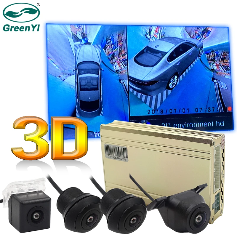GreenYi 3D 360 градусов DVR рекордер система наблюдения объемного вида вид птицы панорама с задней передней левой правой боковой камерой