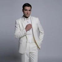 ivory best man blazers wedding suits for groom tuxedo prom evening party 2piece slim fit terno masculino shawl lapel one button