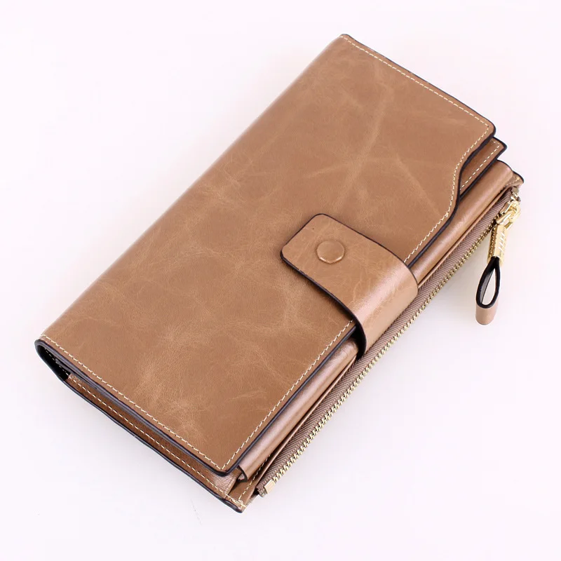 Цена в долларах, новинка, Carteras, мужской Стандартный кошелек, клатч, натуральная кожа, кошелек, мужские Удобные сумки, кошелек для мужчин/женщин, Monederos, кошельки - Цвет: Хаки