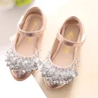 Стразы в форме сердца; Обувь принцессы для девочек; Цвет золотой, розовый, серебристый; Кожаная детская обувь для девочек; Вечерние туфли принцессы для девочек