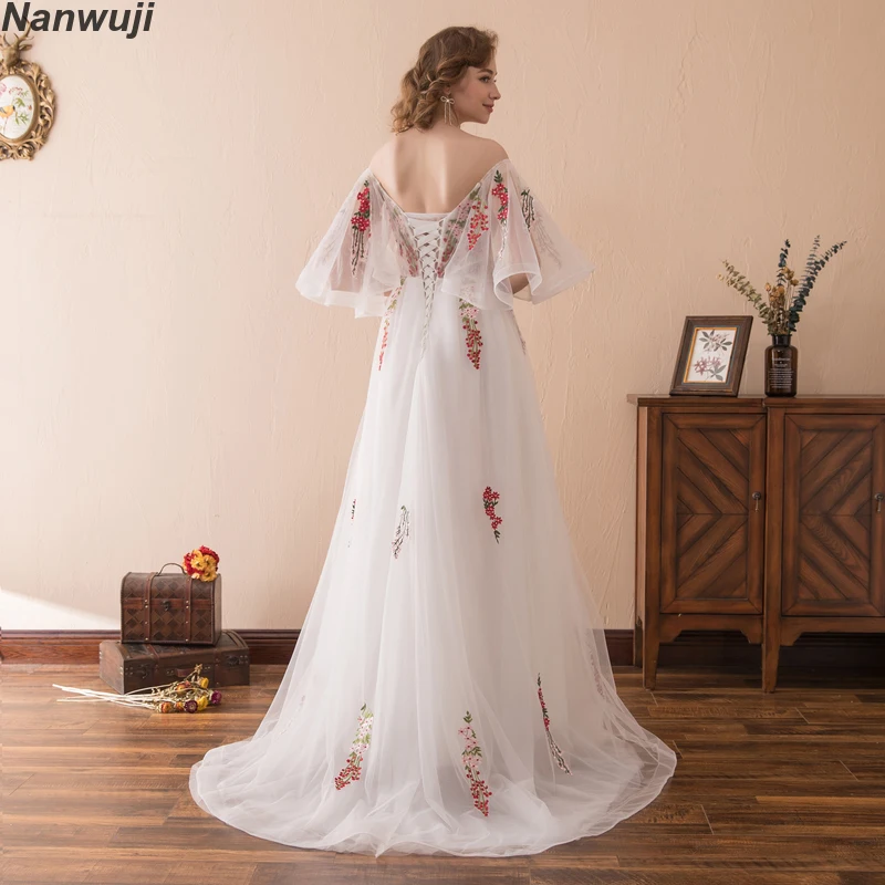

2017 Nanwuji V-neck Sleeveless Puff Sleeve Colourful Wedding dress And Bridal dress Red Wedding Dress