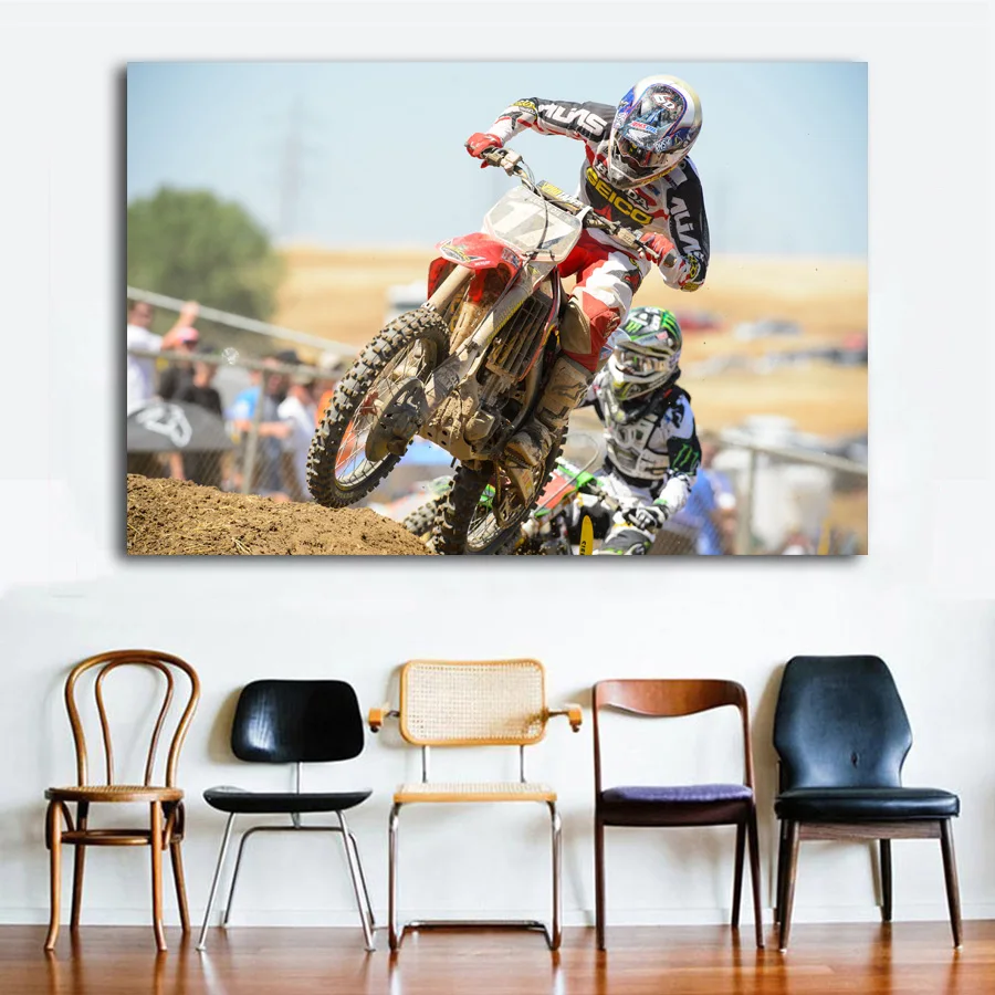 Картина на стену для мотокросса HONDA dirtbike moto motocross race плакат гонки шелковая холсте