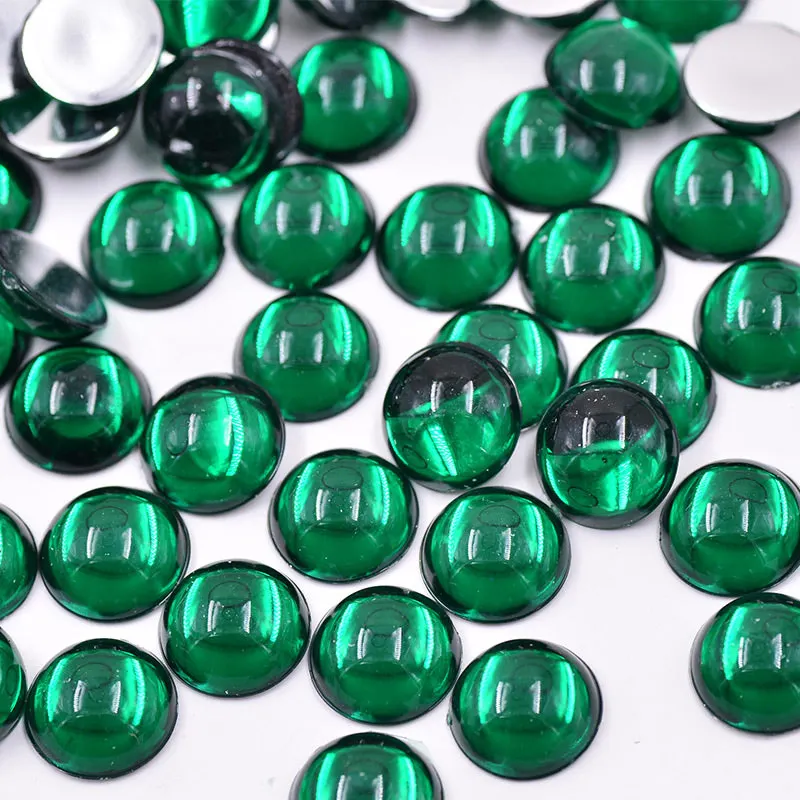 Dark Green JUNAO 15 мм темно-зеленые Кристальные Круглые Кабошон Стразы бусины прозрачные кабошон камни акриловые с плоской задней стороны Кристалл Клей На Стразы - Цвет: Dark Green
