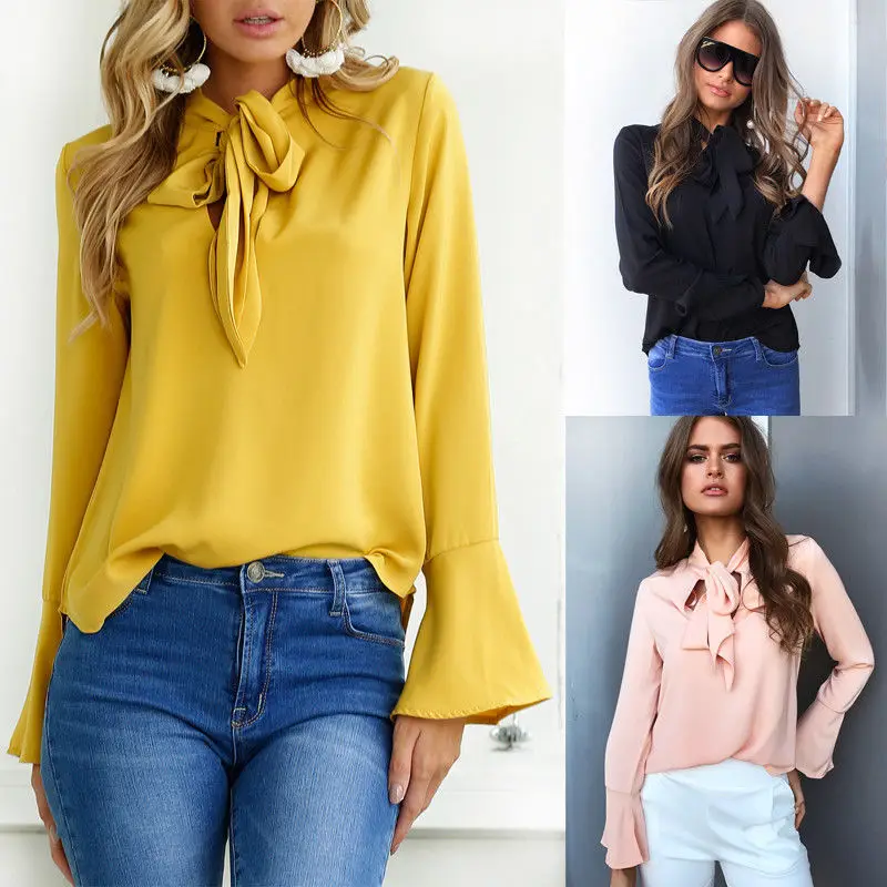 2017 новая осенняя одежда модная женская Повседневная рубашка с длинным рукавом