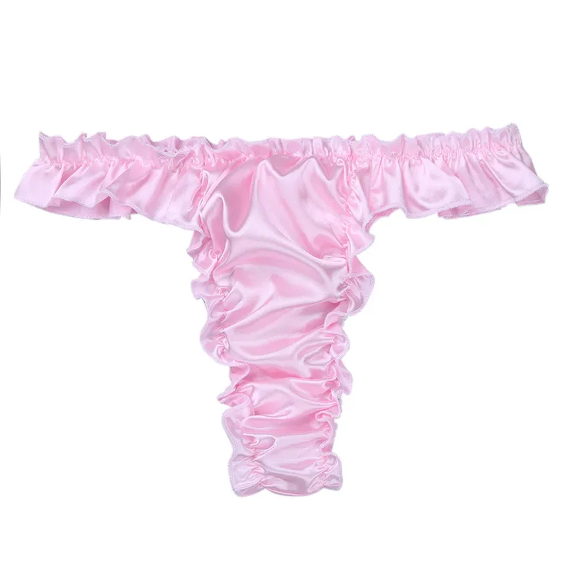 Мужское нижнее белье Sissy, мужское нижнее белье для геев, гофрированные Трусики-бикини с рюшами, Трусики-бикини, трусики-стринги, сексуальные трусы