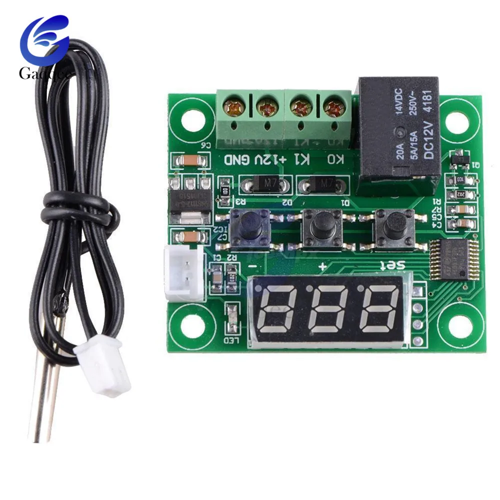 DC12V W1209 светодиодный цифровой термостат, термометр с контролем температуры, переменный ток 220 В, водонепроницаемый NTC датчик, термо-контроллер, модуль переключателя