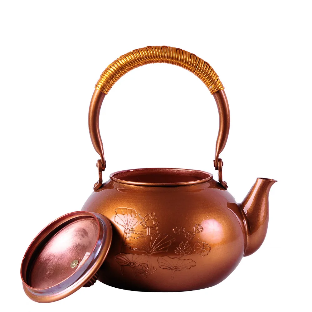 Высококачественный медный чайник фиолетовый лотос ручной работы литой