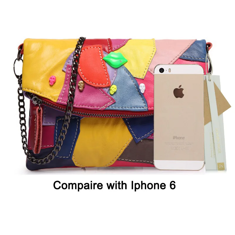 Новая настоящая женская сумка мессенджер из яловичного спилка клатч с цепочкой