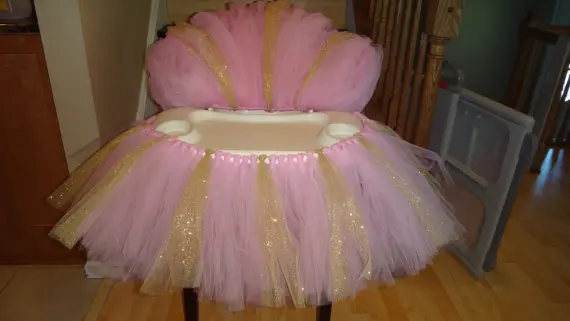 Платье-пачка Тюлевая "юбка" на стол Baby Shower Свадебные украшения для стульчик для кормления домашний текстиль вечерние поставки розового и голубого цвета для праздника вечерние поставки