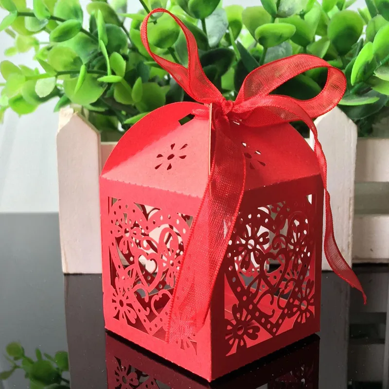 red heart box 10 шт. слон Лазерная Любовь Сердце Полые Конфеты Подарочная коробка Упаковка Свадебный Картон драги печенья подарочные мешки упаковочные материалы - Цвет: red heart box
