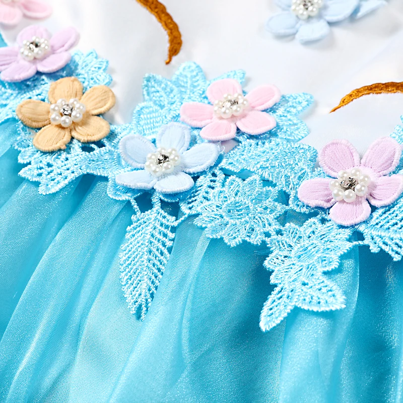 YOFEEL Kids Unicorn Dress for Girls Layered Embroidery Fancy Ball Gown Princess Dresses Unicornio Party Wedding Costumes | Детская