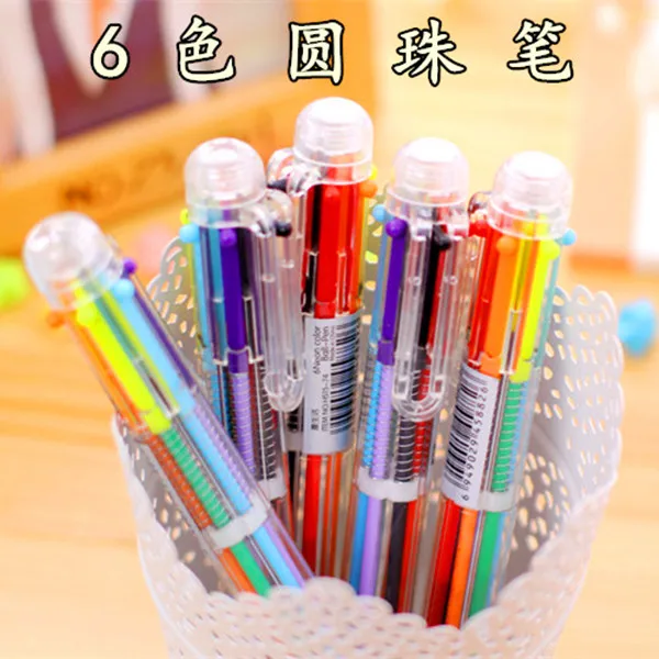 

6 color Multi-color ballpoint pen multifunctional multicolour oil pen 6 refill student stationery