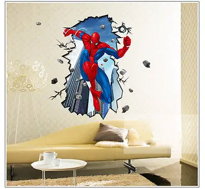 Супергерой Человек паук трещины настенное художественное оформление наклейки