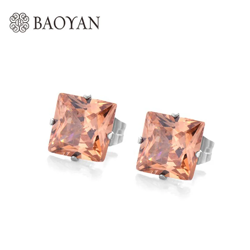 8MM Stainless Steel Women Stud Earring Square Zircon Crystal Small Sets Hot Sale N20 | Украшения и аксессуары