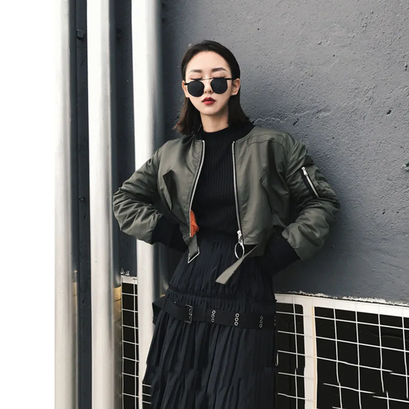 Twotwinstyle Короткие хлопковые пальто на молнии куртка-бомбер Куртки Для женщин