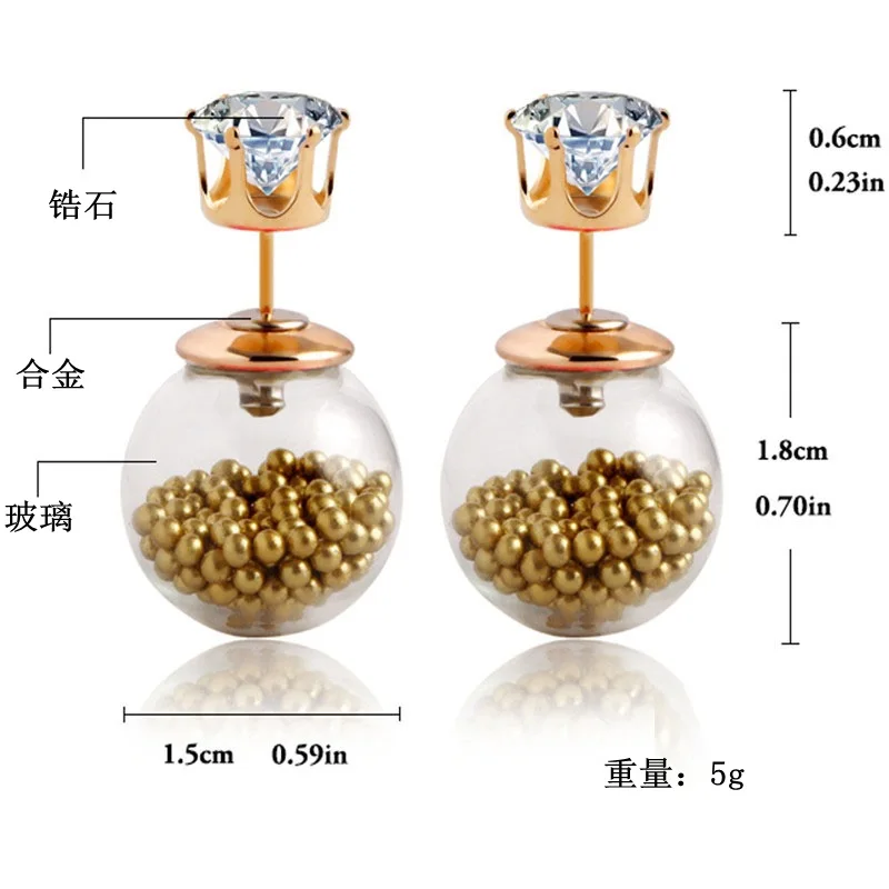 JINSE стеклянная лампа серьги Циркон Bijoux Мода 2016 новинка розовое золото цвет