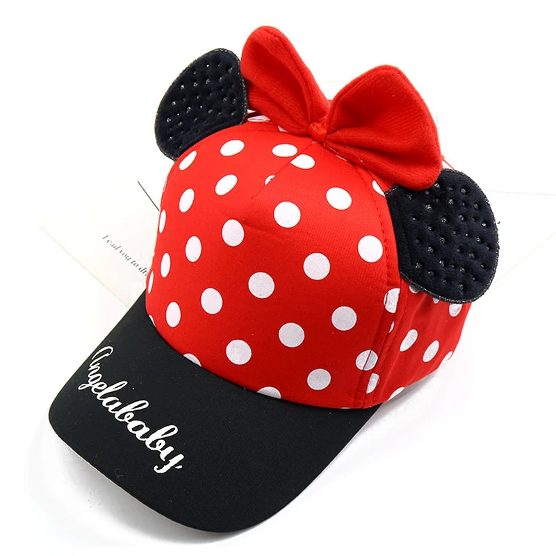 Шляпка для Девочки уши Микки бант узел дети Snapback мальчик демисезонная бейсболка Beanie ведро Кепка s Осень Дети мальчики девочки шляпа от солнца