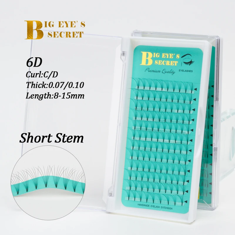 Ресницы Big eye's secret 6D с коротким стержнем объемные C D кудрявые готовые ресницы для