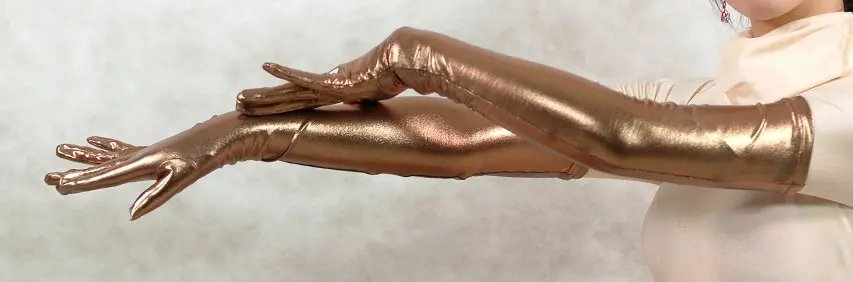 Новые Модные фиолетовые блестящие металлические сексуальные перчатки ФЕТИШ