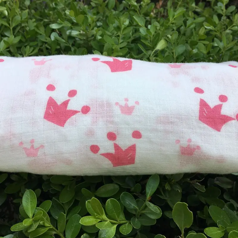 Pink Crown 100% Cotton Muslin Blankets Bedding Swaddling For Newborn Baby Blanket Swaddle Wrap Bath Towel | Мать и ребенок