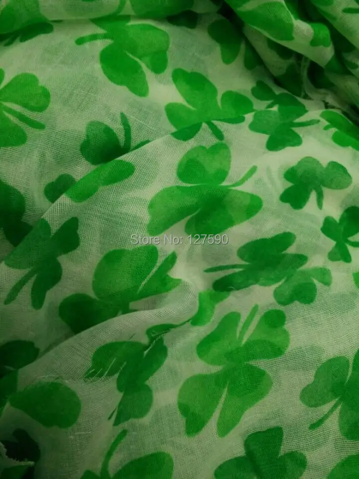 2016 новинка с листком клевера шамрок шарф принтом для женщин Цветочный зеленый
