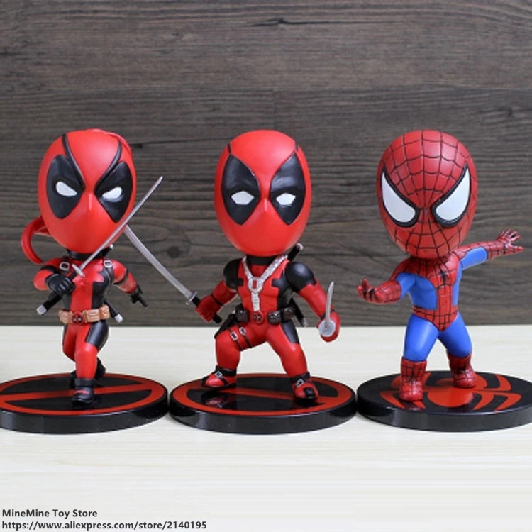 DISNEY Marvel X Мужской Человек паук Дэдпул леди 13 см фигурка аниме мини кукла украшение