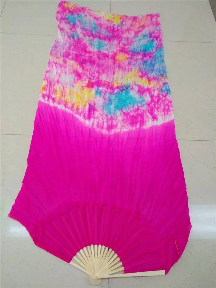 

Wholesale Green Tie Dyed Silk Veils Belly Dance Fan Veil 1 Pair=1 L+1 R Standard Size 120cm 150cm 180cm 210cm Free Shipping