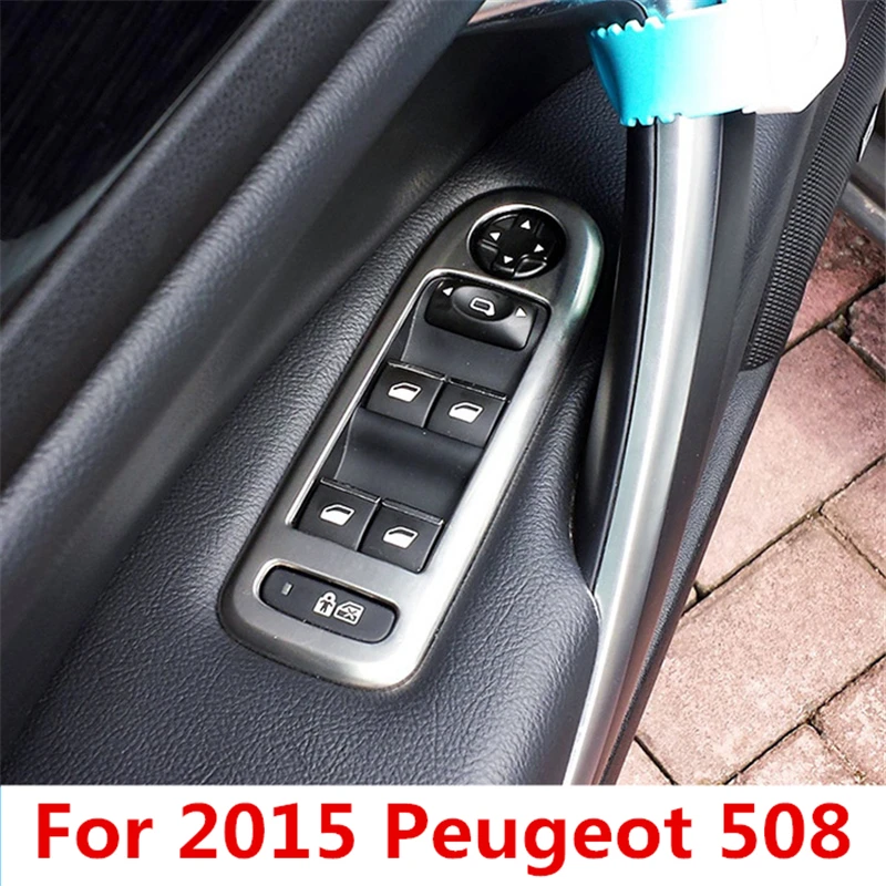 4 шт. для peugeot 508 стеклянная крышка переключателя отделка двери окна Кнопка украшения панели из нержавеющей стали аксессуары для стайлинга автомобилей