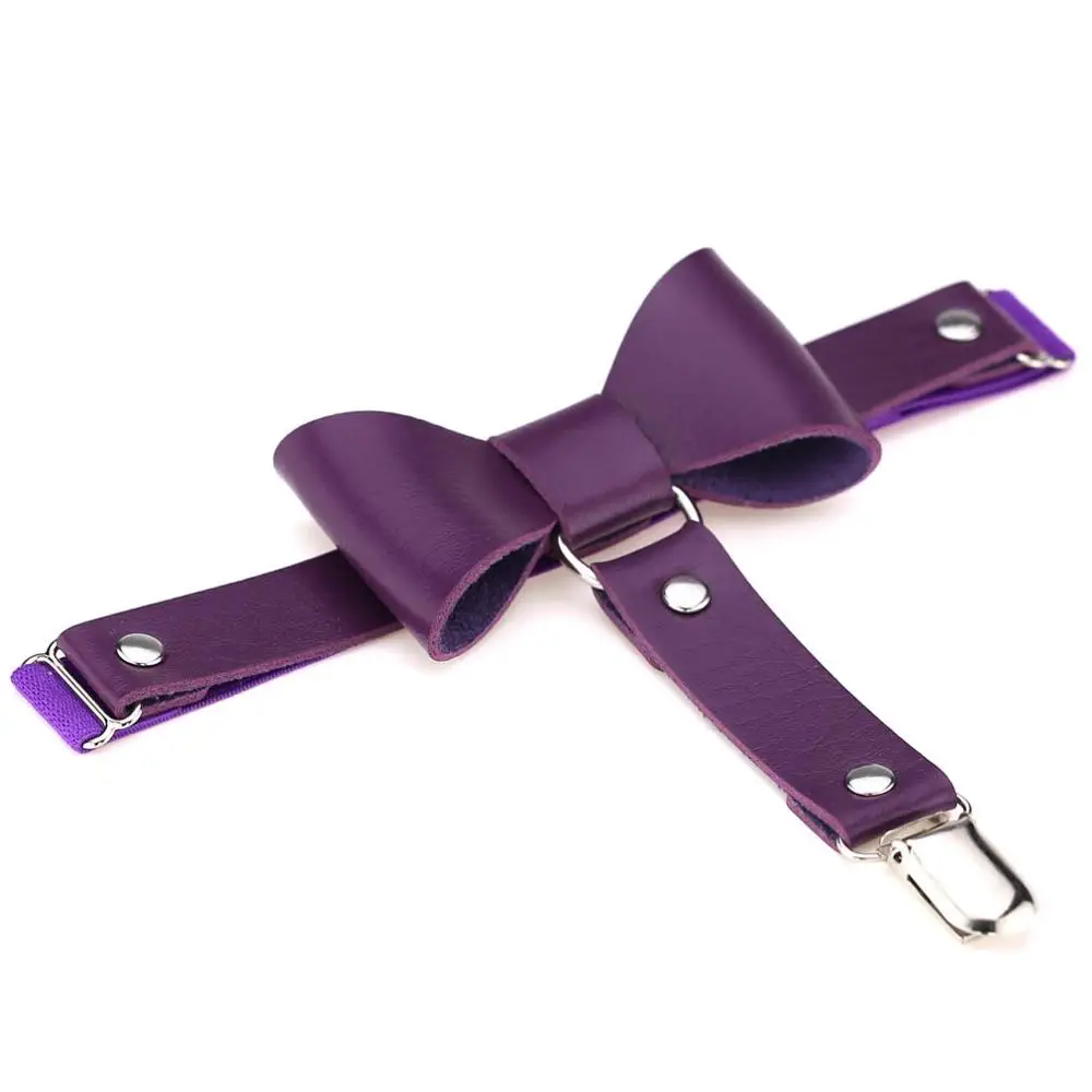 Purple Кожаная цепочка для ног, сексуальные Харадзюку, панк, с бантом на ноги, подвязки, пояс, кольцо для ног, чулки, эластичные, бант, подвязки, украшения для тела - Окраска металла: Purple