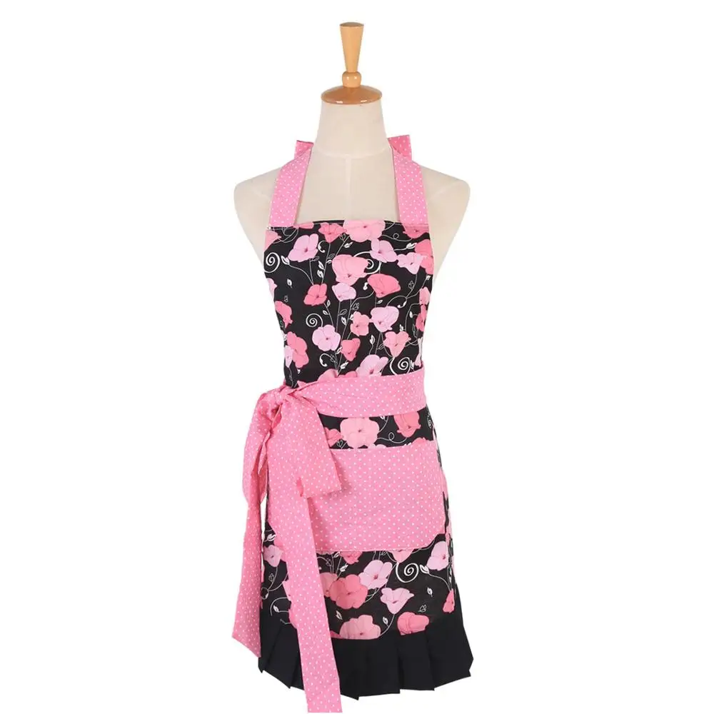 a adult apron Мать и дочь родитель фартук хлопок печать милые фартуки с карманами по дому барбекю DIY живопись цветок передник фартук черный - Цвет: a adult apron