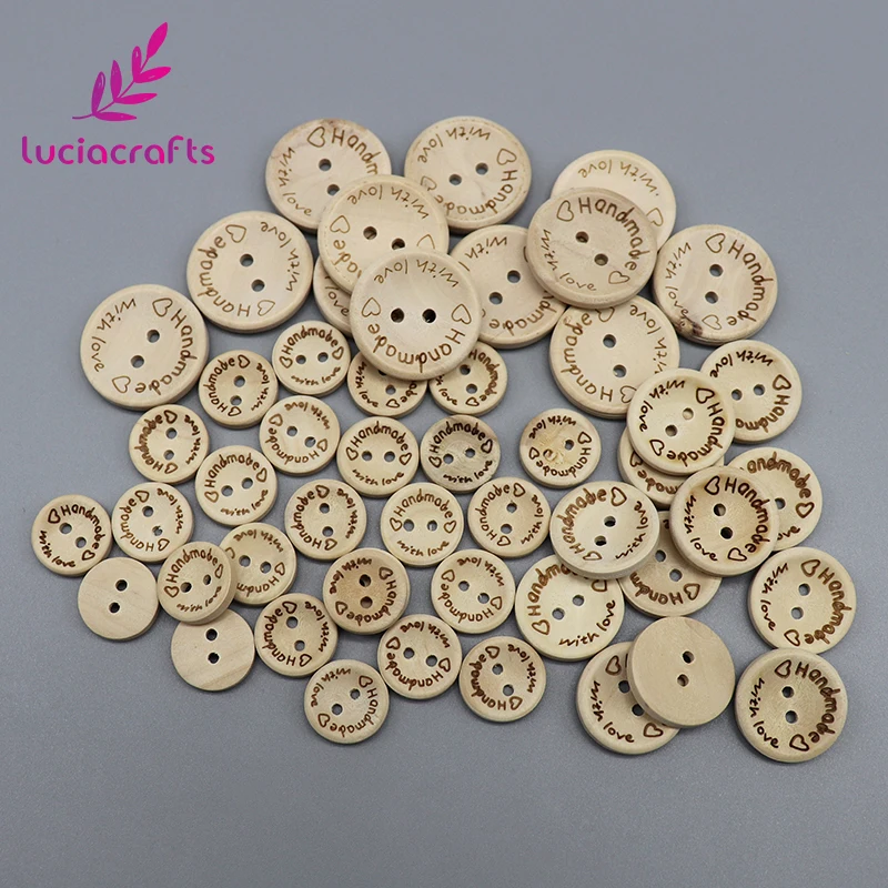 Lucia crafts 2 отверстия ручной работы с любовь круглые деревянные пуговицы скрапбук шитье DIY натуральная пуговица аксессуары для одежды E0110