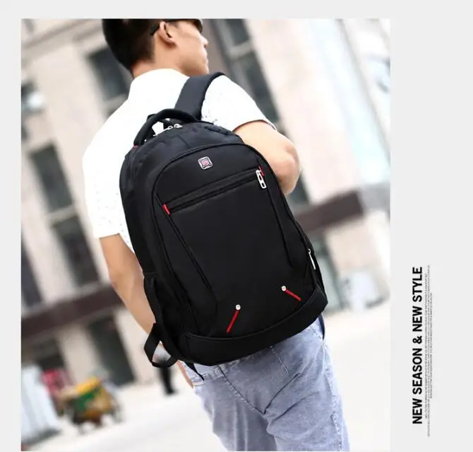 

2021 Casual Solid Color Material Oxford Polyester Man's Backpack Multi-functional Large-capacity Student Schoolbag