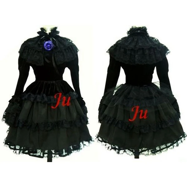 

Gothic Lolita Japan J-rock Black Velvet Dress Cosplay Costume Tailor-made[CK171]