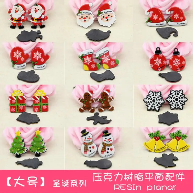 10pcs/lot kawaii planar resin cabochons Christmas tree snowman santa flatback crafts accessories | Дом и сад