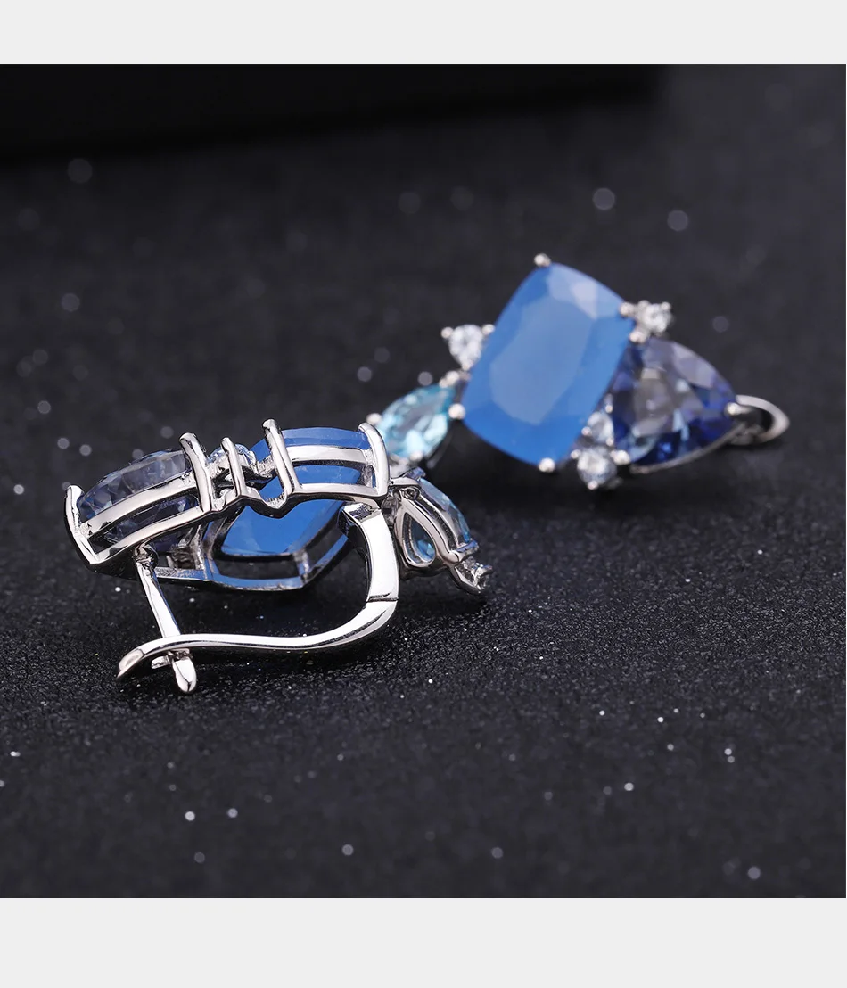 GEM'S балетные 925 пробы, серебряные, натуральные, Аква-синий, Calcedony, серьги, современная мода, необычные, висячие серьги для женщин, Bijoux