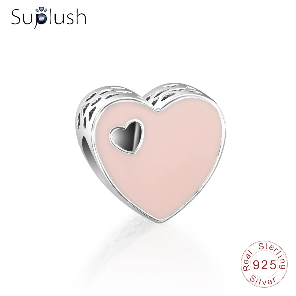 Suplush 100% стерлингового серебра 925 пробы Эмаль Цветок &amp бусины-брелоки в форме