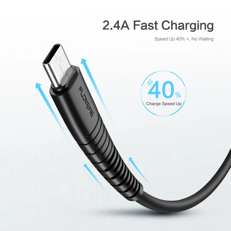 FLOVEME Micro USB кабель для мобильного телефона Зарядное устройство samsung S6 S7 Xiaomi Redmi 4X Note