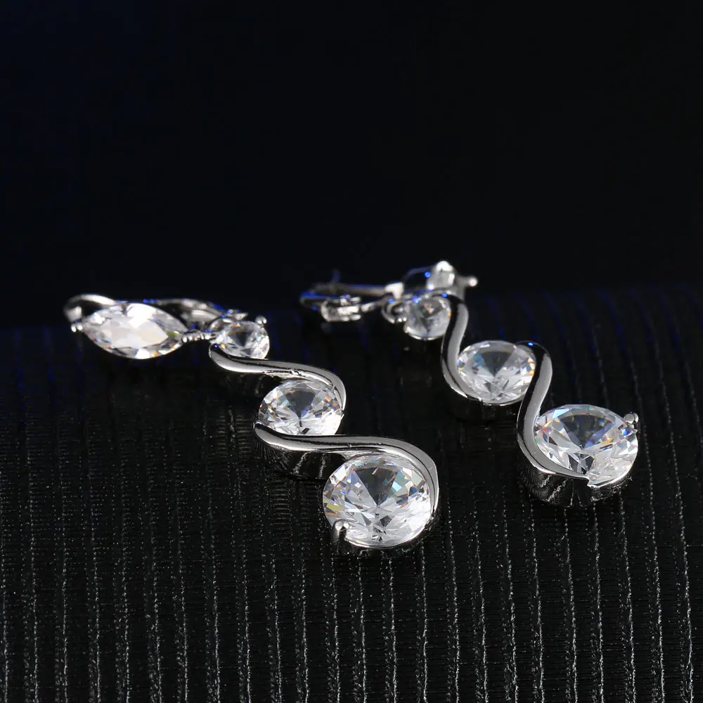 CARSINEL New Trendy Wedding Drop Earring Cubic Zirconia Elegant Shiny Rose Gold color and Silver Jewelry Vintage Earrings | Украшения и