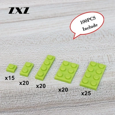 Light Green 100 шт Дети Обучающие игрушки пластиковые строительные блоки совместимый с лего пластины 1X1 1x2 1x4 2x3 2x4 смешанные модели оптом для продажи - Цвет: Light Green