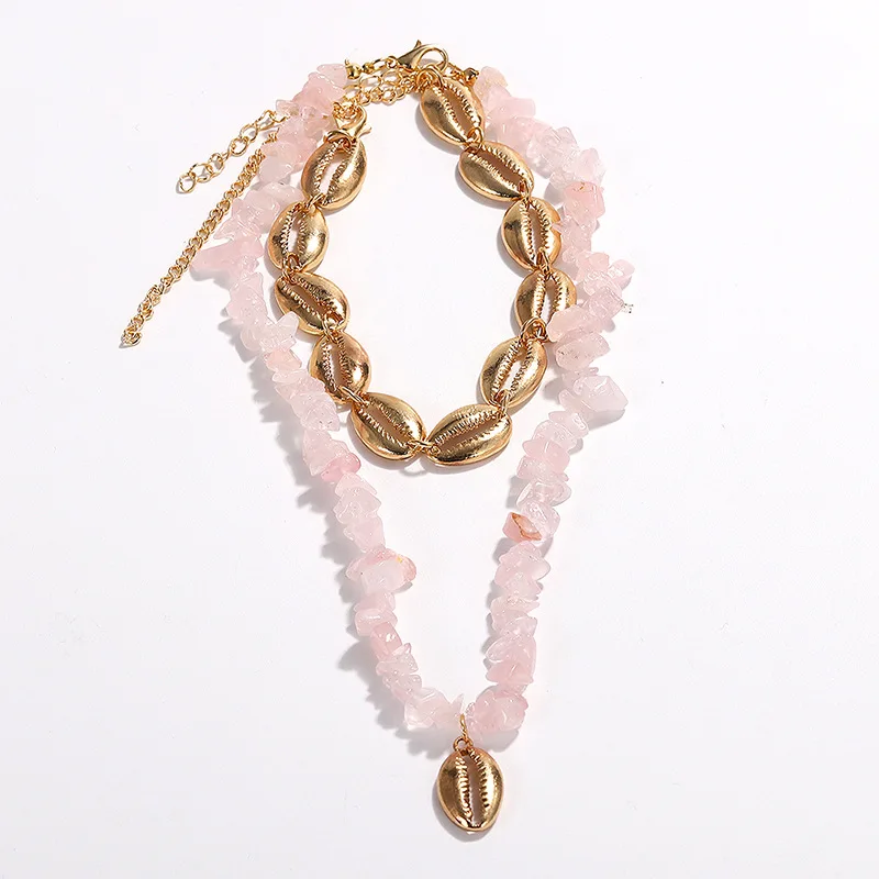 ZA Fashion Multicolor Beaded Stone Chokers Necklace for Women Bohemia Gold Shell Chain Statement Pendant Jewelry 2020 | Украшения и