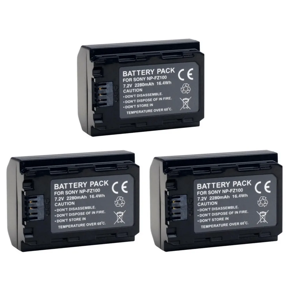 6 pcs 2280mAh NP-FZ100 NP FZ100 Rechargeable Camera Battery for Sony and camera ILCE-9 A7RIII A7R3 A9 7RM3 | Электроника