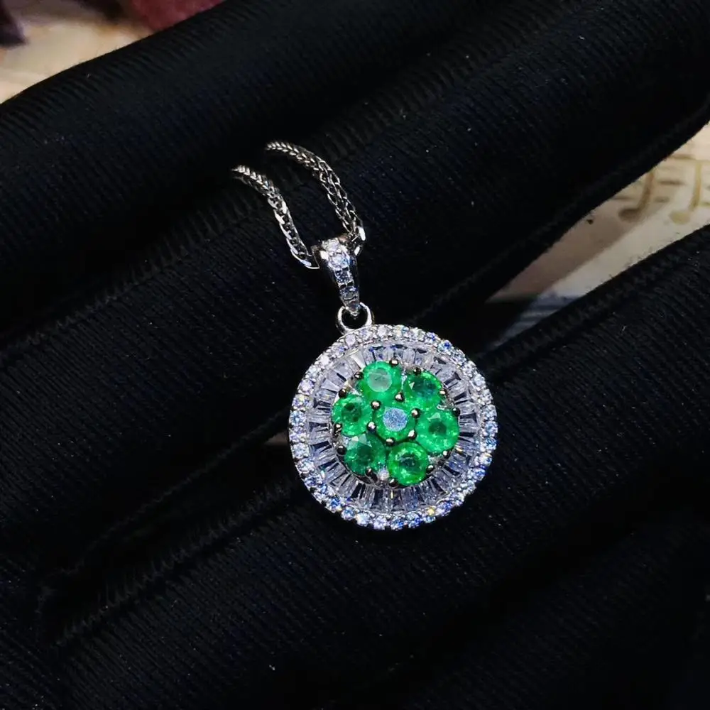 Sale11.11 Классическая зеленая изумрудная подвеска реальный драгоценный камень