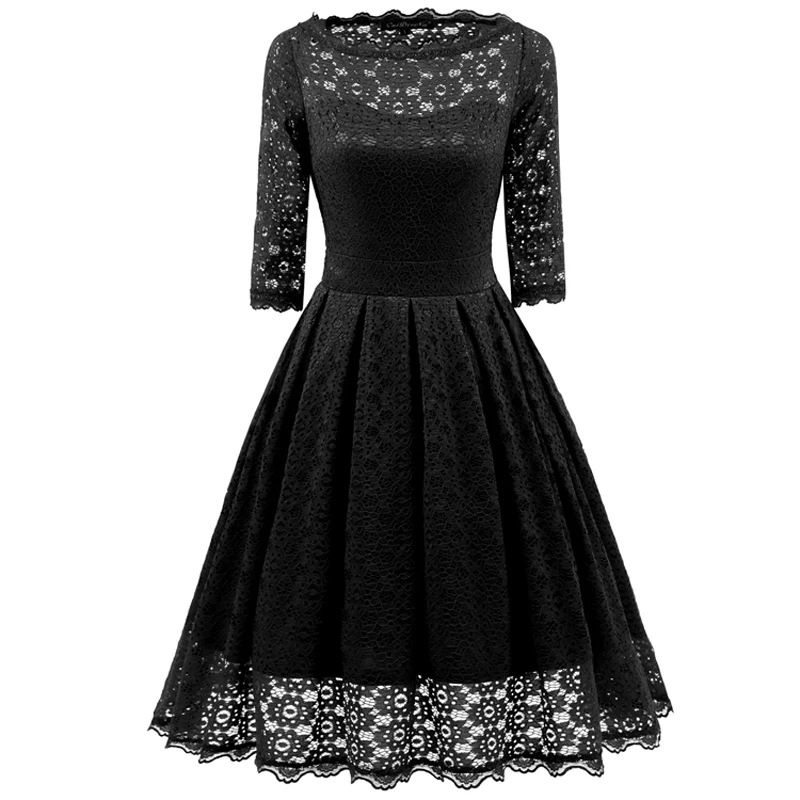 Summer Swing Lace Dress Elegant Retro Robe Sexy Evening Party Dresses Women Clothing Tunic Vintage Rockabilly Z3D434 | Женская одежда